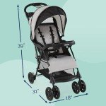 Kolcraft Cloud Plus Lightweight Baby Stroller, Travel Stroller with Large Storage Basket, Multi-Position Reclining Seat, One-Hand Steer, Compact Stroller, Infant and Toddler Stroller - Slate Gray