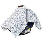 MOZAH Baby Car Seat Cover - Blue Leaves - 100% Organic Muslin - Soft, Breathable and Lightweight, Baby Infant Car Seat Essentials