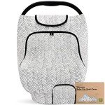 Car Seat Cover for Babies - Baby Car Seat Canopy for Spring, Autumn, Winter - Universal Stretch Fit Car Seat Cover for Babies,Boys,Girls -Breastfeeding Nursing Cover-Infant Carseat Cover (Herringbone)