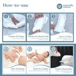 Naturally Nature Diaper Booster Pads Stop Nighttime Leaks, Adhesive Diaper Liners for Baby Overnight Diapers - Size N-3 Boys, 32-Pack - Disposable Diaper Pads for Heavy Wetters and Active Sleepers