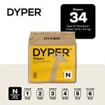 DYPER Baby Diapers Size Newborn | Honest Ingredients | Cloth Alternative | Day & Overnight | Made with Plant-Based* Materials | Hypoallergenic