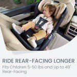 Britax Poplar S Convertible Car Seat, 2-in-1 Car Seat with Slim 17-Inch Design, ClickTight Technology, Sand Onyx