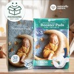Naturally Nature Diaper Booster Pads Stop Nighttime Leaks, Adhesive Diaper Liners for Baby Overnight Diapers - Size N-3 Boys, 32-Pack - Disposable Diaper Pads for Heavy Wetters and Active Sleepers