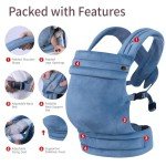 Liderbebe Baby Carrier Newborn to Toddler - Ergonomic,Velvet Fabric Breathable Mesh Cozy and Lightweight Infant Carrier for 7-35lbs,Enhanced Lumbar Support Hands-Free Parenting,All Seasons,Blue
