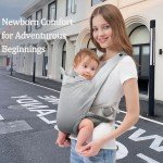 Baby Carrier Newborn to Toddler, Cozy Baby Wrap Carrier with Hook&Loop for Easily Adjustable,with Padded Straps, Lumbar Belt,Soft Fabric,Breathable(Black and White)