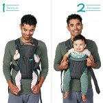 Infantino Swift Classic Carrier with Pocket, 2-Ways to Carry Carrier with Wonder Bib & Essentials Storage Front Pocket for Babies 7-26lb, Adjustable Strap, Gray