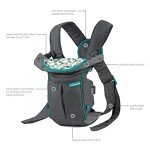 Infantino Swift Classic Carrier with Pocket, 2-Ways to Carry Carrier with Wonder Bib & Essentials Storage Front Pocket for Babies 7-26lb, Adjustable Strap, Gray