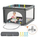 COMOMY Playpens for Babies and Toddlers, Small Baby Play Pens, Activity Center for Baby Safe and Non-Slip Baby Fence, Full Mesh Design, Indoor & Outdoor Kids Activity Center (Dark Grey, 36"x36")