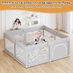 Hiaksedt Baby Playpen 50x50 Inch, Play Pens for Babies and Toddlers Baby Fence Baby Play Yards for Indoor & Outdoor with Breathable Mesh Anti-Fall Playpen