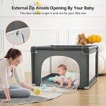 COMOMY Playpens for Babies and Toddlers, Small Baby Play Pens, Activity Center for Baby Safe and Non-Slip Baby Fence, Full Mesh Design, Indoor & Outdoor Kids Activity Center (Dark Grey, 36"x36")