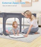 Dripex Baby Playpen, 52"×52" Play Pens for Babies and Toddlers, Safe Anti-Fall Play Yard with Gates, Baby Fence with Breathable Mesh, Indoor & Outdoor Kids Activity Center, Anchor Grey