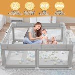 Hiaksedt Baby Playpen 50x50 Inch, Play Pens for Babies and Toddlers Baby Fence Baby Play Yards for Indoor & Outdoor with Breathable Mesh Anti-Fall Playpen