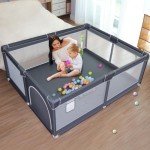XVISHX Baby Playpen, 50 x 50 inch Baby Playard, Playpen for Babies and Toddlers, Baby Fence Play Pen for Indoor & Outdoor, with Soft Breathable Mesh,No Gaps Playpen for Babies, Grey