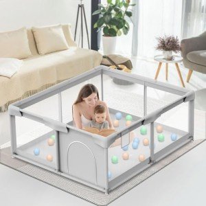Besuhot Baby Playpen Baby Playard, Playpen for Babies and Toddlers with Gate, 50x50 Baby Fence, Sturdy Safety Playpen, Indoor & Outdoor Kids Activity Center
