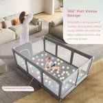 Large Baby Playpen for Toddlers, Playpen 74×50, Large Baby Play Yards Indoor & Outdoor, Sturdy Safety Baby Play Pen with Soft Breathable Mesh, Toddlers Activity Center with Anti-Slip Base