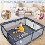 XVISHX Baby Playpen, 50 x 50 inch Baby Playard, Playpen for Babies and Toddlers, Baby Fence Play Pen for Indoor & Outdoor, with Soft Breathable Mesh,No Gaps Playpen for Babies, Grey