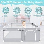 Fshibila Baby Playpen, Baby Playard for Babies and Toddlers, Baby Fence Play Pens for Indoor & Outdoor, Sturdy Safety Play Yard with Soft Breathable Mesh, Anti-Fall, 50 * 50 * 27 inches Grey