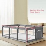 Large Baby Playpen for Toddlers, Playpen 74×50, Large Baby Play Yards Indoor & Outdoor, Sturdy Safety Baby Play Pen with Soft Breathable Mesh, Toddlers Activity Center with Anti-Slip Base