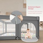Large Baby Playpen for Toddlers, Playpen 74×50, Large Baby Play Yards Indoor & Outdoor, Sturdy Safety Baby Play Pen with Soft Breathable Mesh, Toddlers Activity Center with Anti-Slip Base