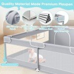 Fshibila Baby Playpen, Baby Playard for Babies and Toddlers, Baby Fence Play Pens for Indoor & Outdoor, Sturdy Safety Play Yard with Soft Breathable Mesh, Anti-Fall, 50 * 50 * 27 inches Grey