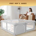 Baby Playpen with Mat 50x50 Inch, Playpen for Babies and Toddlers with Gate, Baby Fence Sturdy Safety Playpen, Indoor & Outdoor Kids Activity Center
