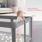 Large Baby Playpen for Toddlers, Playpen 74×50, Large Baby Play Yards Indoor & Outdoor, Sturdy Safety Baby Play Pen with Soft Breathable Mesh, Toddlers Activity Center with Anti-Slip Base
