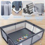 XVISHX Baby Playpen, 50 x 50 inch Baby Playard, Playpen for Babies and Toddlers, Baby Fence Play Pen for Indoor & Outdoor, with Soft Breathable Mesh,No Gaps Playpen for Babies, Grey