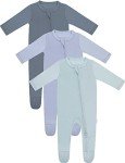 RRP Unisex Baby Footies Pajamas,Rayon Derived From Bamboo,Buttery Soft Sleep 'N Play PJs,2-Way Zipper Closure,0-18 Months(Grey/BlueGrey/Sage, 3-6 Months)