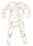 Shwally Organic Baby Bamboo Rompers with 11 Signature Prints - Infant Zipper Jumpsuits (Surf, 6-12 Months)