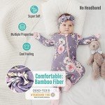 OPAWO Viscose from Bamboo Onsies for Baby Girls' One-Piece Rompers with 2 Way Zipper Mittens Cuff Infant Footless Sleep 'N Play6-12 Month