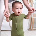 Gerber Unisex Baby Buttery-soft Short Sleeve With Viscose Made Eucalyptus Romper, Moss, 0-3 Months US