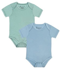 Jimonda Baby Bodysuits Rayon from Bamboo Short Sleeve Baby Boys Girls Rompers Soft Outfits Newborn Clothes (Slate&Sage,0-3 Months)