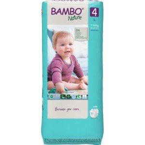 Bambo Nature Hypoallergenic Green Bag Baby Diapers, Eco-Labeled Diapers, Enhanced Leakage Protection, Totally Chlorine-Free, Skin Friendly, and Super Absorbent - Size 4 (48 Count)