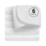 Reusable Organic Baby Washcloths Set: 6 Packs 10 * 10 Ultra Soft Wash Cloth Viscose from Bamboo Absorbent Infant Newborn Bath Face Towel Gentle for Delicate Skin Boys Girl (White)