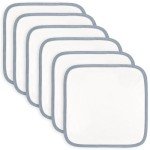 Comfy Cubs Organic Rayon Made from Bamboo Baby Washcloths, 6 Pack, Ultra-Soft Organic Fabric, Gentle on Sensitive Skin for Face and Body, Plush, Super Absorbent for Girls and Boys (Pacific Blue Trim)