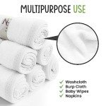 Set of 6 Baby Washcloths – Viscose Made from Bamboo – Super Soft and Highly Absorbent Face Towel – 10 x 10 Inch – Reusable Double Layered Wipes for Newborns, Infants and Toddlers – White