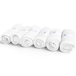 Set of 6 Baby Washcloths – Viscose Made from Bamboo – Super Soft and Highly Absorbent Face Towel – 10 x 10 Inch – Reusable Double Layered Wipes for Newborns, Infants and Toddlers – White