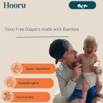 HOORU Super-Absorbent Baby Diaper Pack - Hypoallergenic, Total Chlorine Free Non-Toxic Diapers - High Absorption 44 oz, Plant-Based Biodegradable Disposable Diapers (Size 3-36 Diapers)