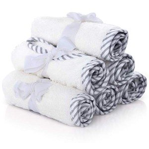 San Francisco Baby Washcloths for Newborn — Rayon from Bamboo Washcloths, Baby Wash Cloths Soft, Wash Cloths for Babies, Baby Wash Cloth — 6 Pieces, White