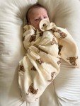 Ali+Oli Muslin Swaddle Blanket (Teddy Bear) for Baby, Soft Rayon Made from Bamboo and Organic Cotton Muslin Blanket, Machine Washable Blanket Wrap for Newborn to Toddler, Large, 47 by 47 Inches
