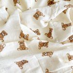 Ali+Oli Muslin Swaddle Blanket (Teddy Bear) for Baby, Soft Rayon Made from Bamboo and Organic Cotton Muslin Blanket, Machine Washable Blanket Wrap for Newborn to Toddler, Large, 47 by 47 Inches