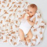 LifeTree Baby Swaddle Blankets Dog, 70% Viscose Bamboo and 30% Cotton Muslin Swaddle Blankets Boys Girls Swaddling Wrap Receiving Blanket Neutral for Newborn, Large 47" x 47", Poodle Puppy