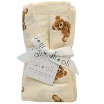 Ali+Oli Muslin Swaddle Blanket (Teddy Bear) for Baby, Soft Rayon Made from Bamboo and Organic Cotton Muslin Blanket, Machine Washable Blanket Wrap for Newborn to Toddler, Large, 47 by 47 Inches