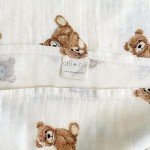 Ali+Oli Muslin Swaddle Blanket (Teddy Bear) for Baby, Soft Rayon Made from Bamboo and Organic Cotton Muslin Blanket, Machine Washable Blanket Wrap for Newborn to Toddler, Large, 47 by 47 Inches