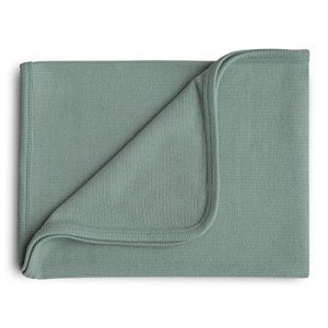 mushie Extra Soft Baby Blanket | Organic Cotton Ribbed Receiving Blanket, Swaddle, Stroller | 35x35 Inch (Roman Green)