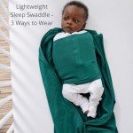 DREAMLAND BABY Bamboo Viscose Swaddle Sleep Sack (0-6 Months). Ultra Soft Swaddle Blanket w/Built in Band. 97% Viscose, 3% Spandex (Forest)