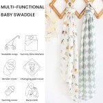 LifeTree Muslin Swaddle Blankets, Baby Neutral Swaddling Blanket for Boys Girls, Super Soft 70% Viscose from Bamboo and 30% Cotton, Large 47" x 47", Checkered & Mushroom, Newborn Baby Registry