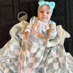 LifeTree Muslin Swaddle Blankets, Baby Neutral Swaddling Blanket for Boys Girls, Super Soft 70% Viscose from Bamboo and 30% Cotton, Large 47" x 47", Checkered & Mushroom, Newborn Baby Registry