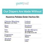 PurePail Disposable Diapers — Size 2 — 12-18 lbs — Chemical Free for Sensitive Skin — Unscented — Just Pure Fit — 184 Count
