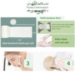 LVBB 100% Bamboo Biodegradable Rayon Cloth Diaper Liners Disposable, Gentle and Soft Bamboo Diaper Liners, Fragance Free and Chlorine Free Disposable Diaper Liners,White,100 Count/Roll (Pack of 4)